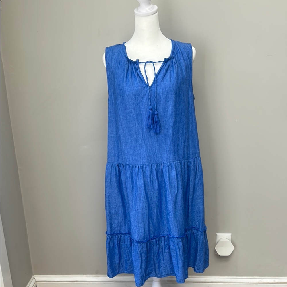 Blue Sleeveless Tiered Dress